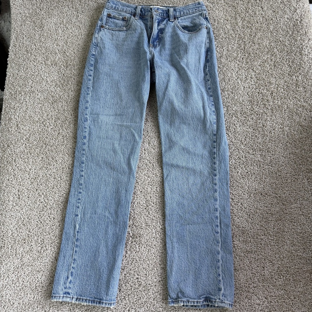 Abercrombie & Fitch Curve Love 90s Straight Jeans Womens 26 Light Wash Denim